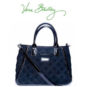 VERA BRADLEY Trimmed Trapeze Satchel black medium sized lightweight